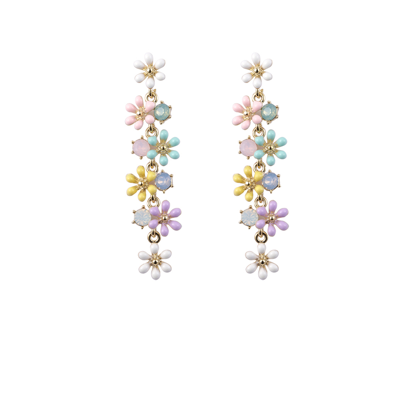 Mehrfarbige Emaille-Blumen-Cz-Modeohrringe im mädchenhaften Stil 