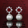 Rote Stein-Mode-kundenspezifische Perlen-Ohrringe ETB005