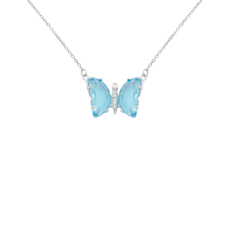 Blaue Strass-Schmetterlings-Charm-Halskette