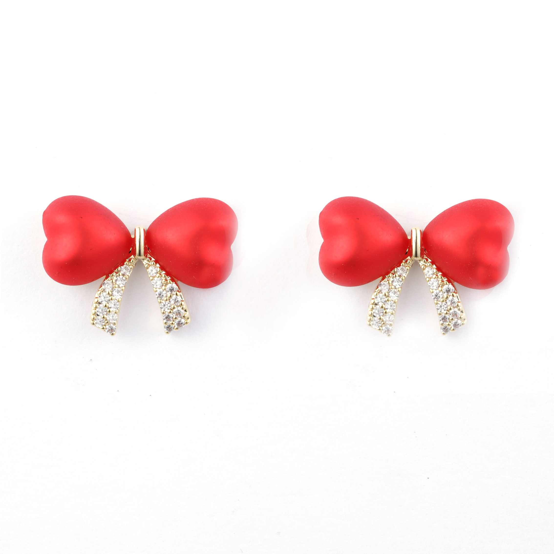 Rote Schmetterlings-Cz-Ohrringe im koreanischen Stil 