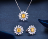 Natürliche gelbe Diamantohrringe und Halsketten-Set STB023
