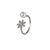 Kubischer Zirkon-Blumen-Perlen-Ring
