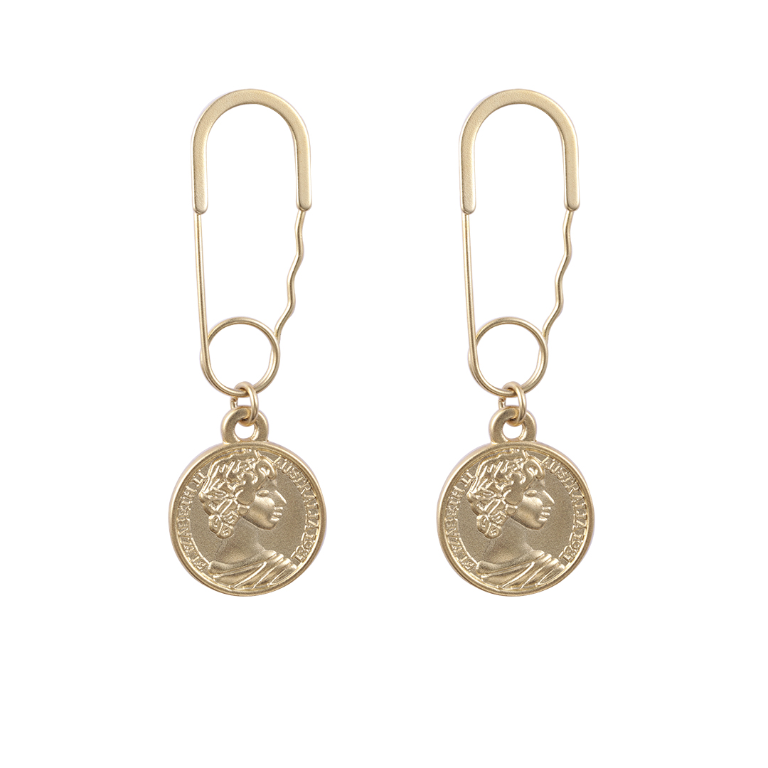Modische Ohrringe mit Queen-Münzen-Anhänger 