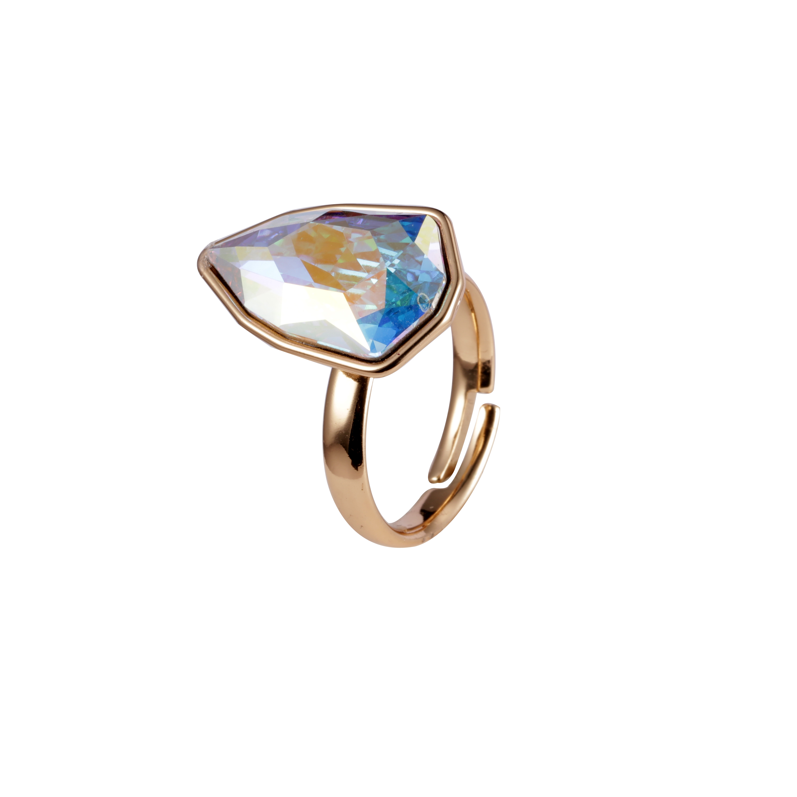 Rosévergoldeter Ring mit farbigem Stein