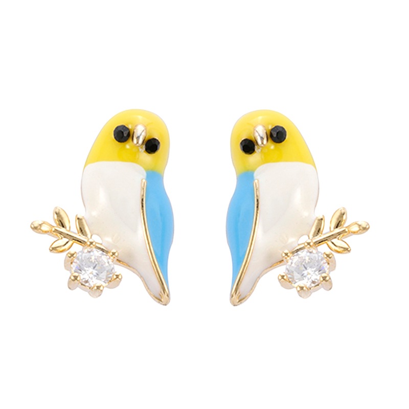 Mehrfarbige Emaille-Ohrringe mit Vogeldekor1,1–1,6 $