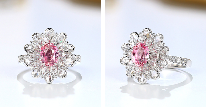 Ring aus 925er-Sterlingsilber mit rosa Edelsteinen RTB118