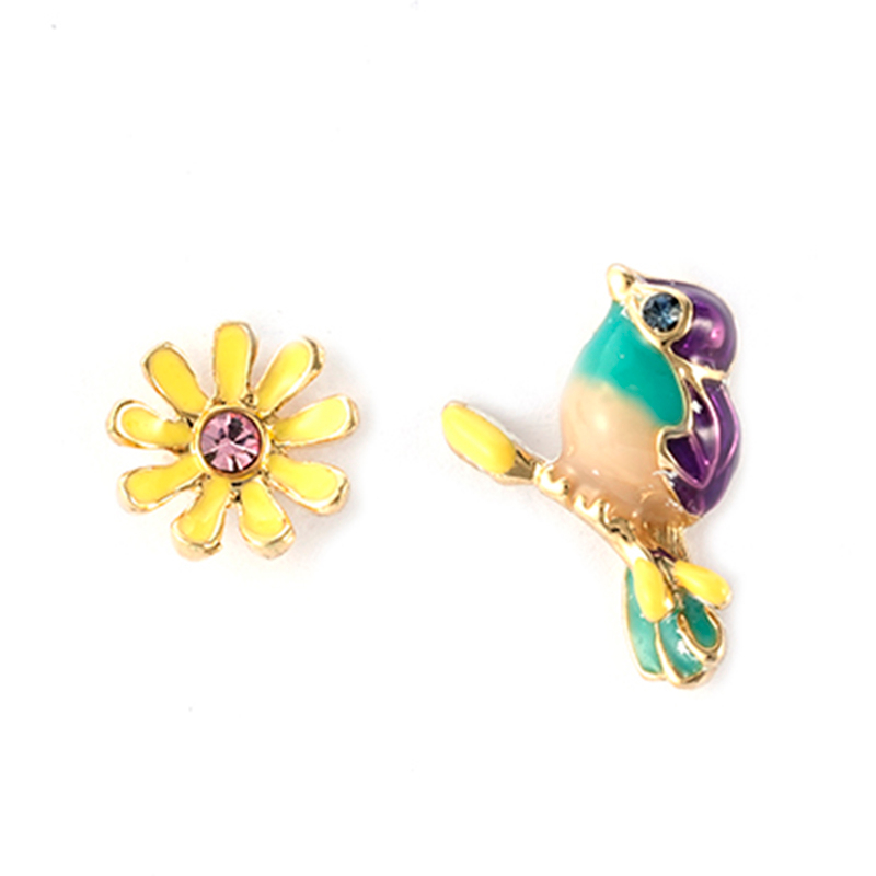 Mehrfarbige Blumen- und Vogel-Emaille-Ohrringe1,1–1,6 $