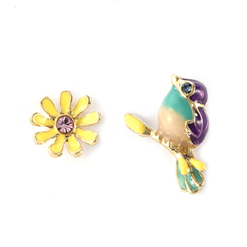 Mehrfarbige Blumen- und Vogel-Emaille-Ohrringe1,1–1,6 $