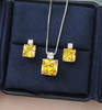 Gelbes Kristall-Edelstein-Anhänger-Halsketten- und Ohrringe-Set STB013