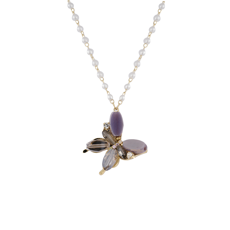 Mehrfarbige Perlenkette mit Schmetterlingsanhänger 2,9–3,5 $