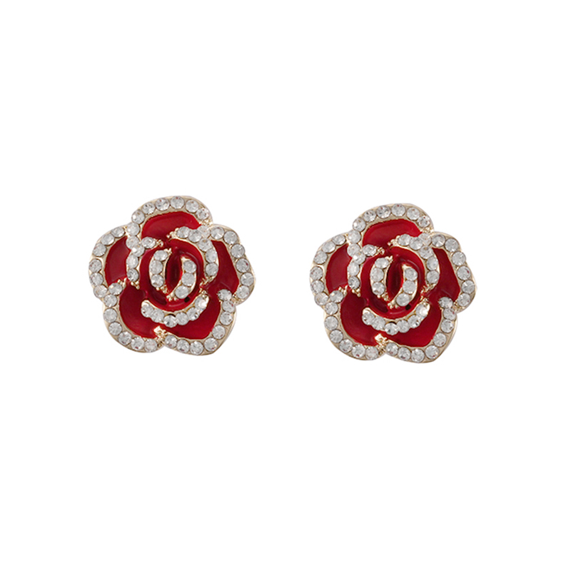 Ohrringe mit roten Blumen und kubischen Zirkonia2,0–2,5 $