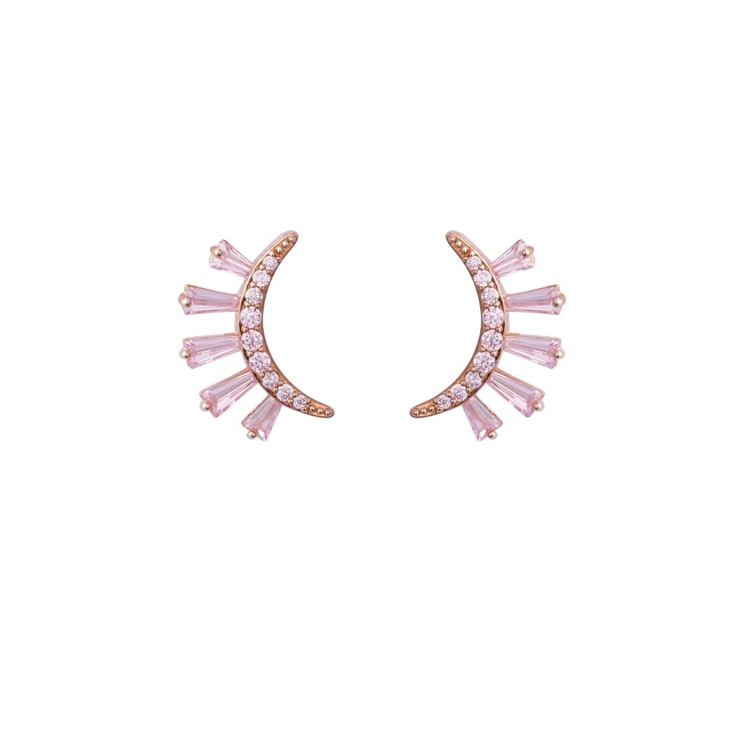 Modische Ohrringe mit farbigem Stein, rosévergoldet