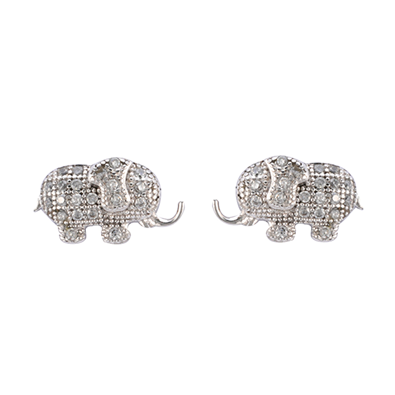  Elefanten-Ohrringe mit Zirkonia-Dekor