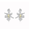 Weiße Iris-Ohrringe mit eingesetztem Bohrer ETB040