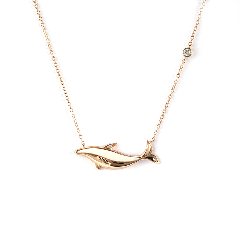 Halskette mit rosévergoldetem Delfin-Anhänger