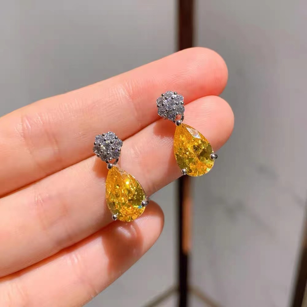 Modische Bling-Kristall-Gelb-Ohrringe ETB031