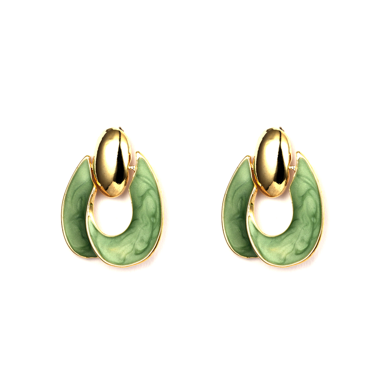 Grüne emaillierte Ohrringe 