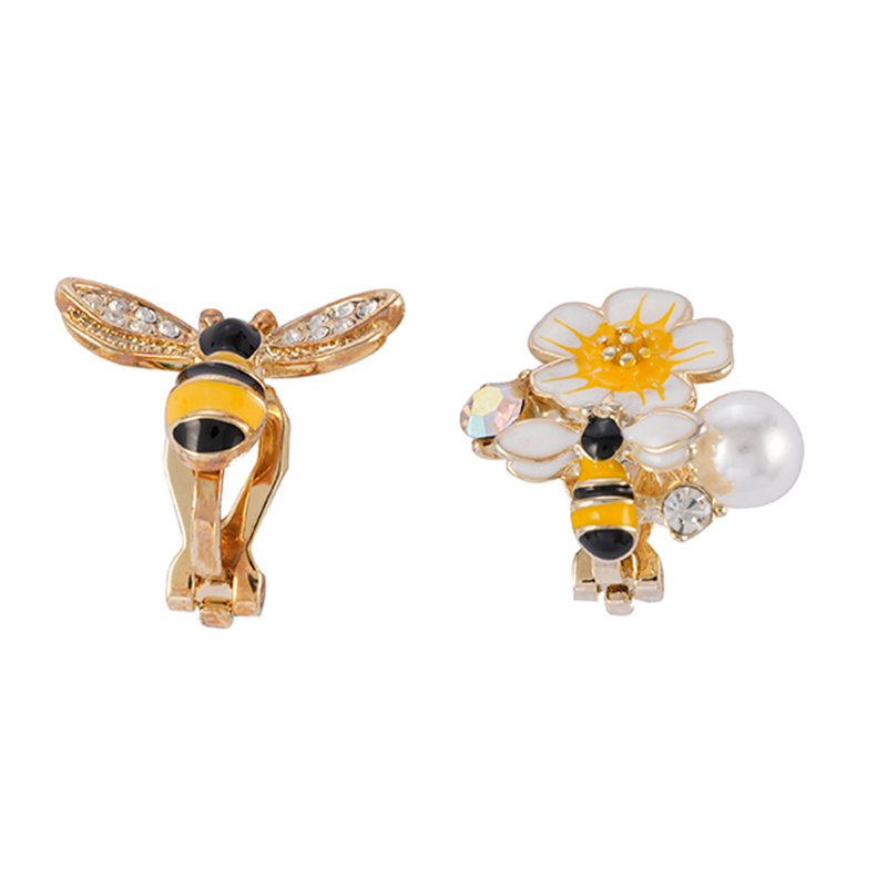 Vorrätige kleine Biene mit Blumen-Cz-Ohrringen